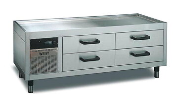 Wery MKE 16 - Grillkylbänk - inbyggd kylmaskin - 4 st draglådor inkl. plastkantiner GN 1/1-100 - 1600 x 535 x 630 mm - 330W 230V 1N~