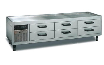 Wery MKE 22 - Grillkylbänk - Inbyggd kylmaskin - 6 st draglådor inkl. plastkantiner GN 1/1-100 - 2200 x 535 x 630 mm - 330W 230V 1N~