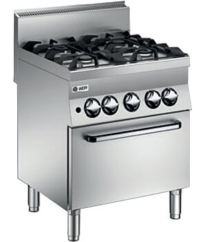 Wery CFG 67P - Gasspis med Ugn - 4 öppna brännare à 6,0 kW - GN 1/1 gasugn 5,0 kW - 700 x 650 x 900 mm - CE-godkänd för 20 mbar/Naturgas