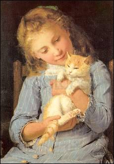 Anker Albert Girl with cat (1881), Postcard