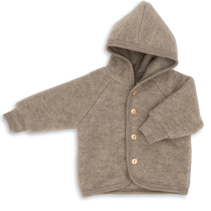 Engel Natur ullfleece jacka IVN-certifierad / ekologisk - walnut- framifrån