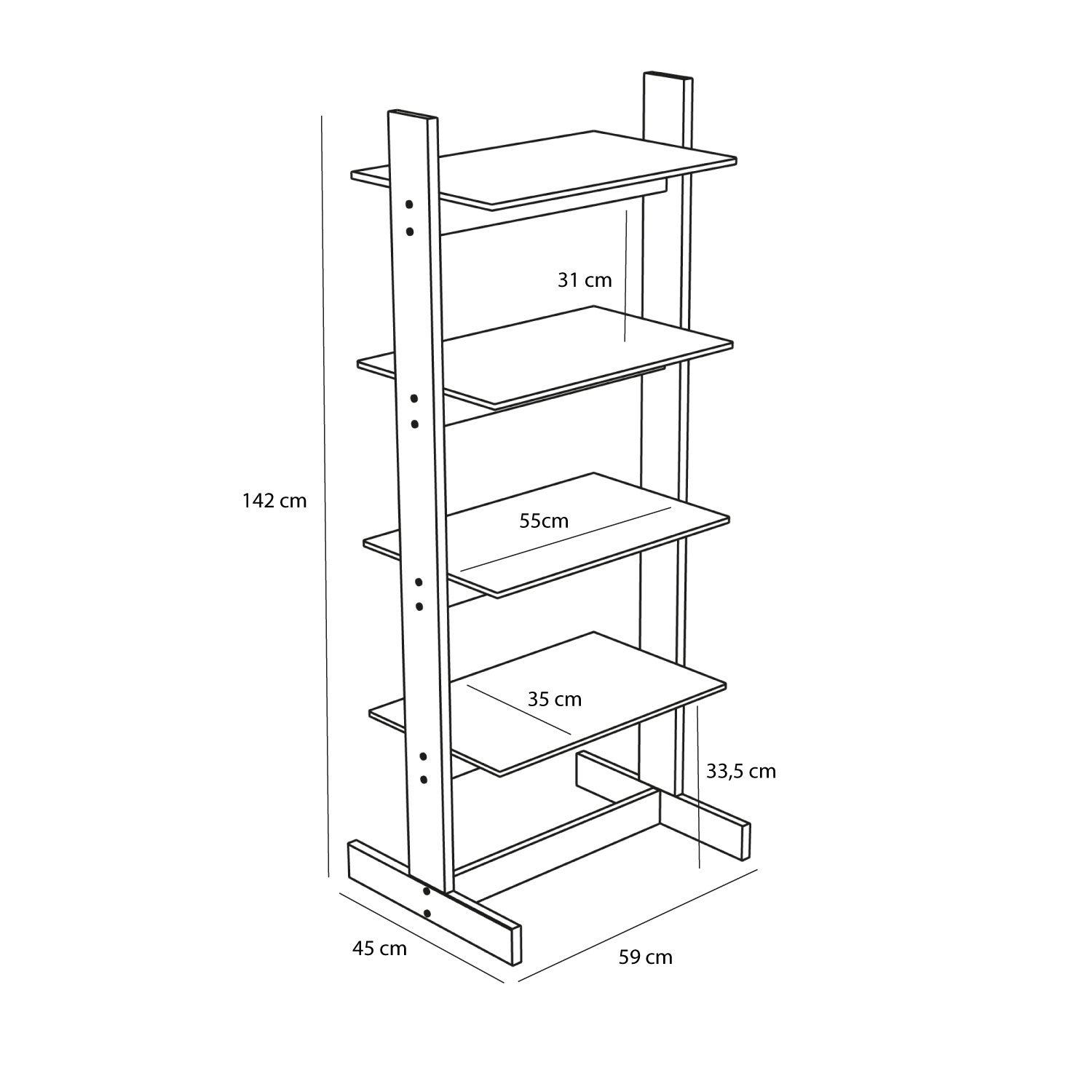 Fristående golvhylla Forma Shelf Unit ek Hubsch  - 5