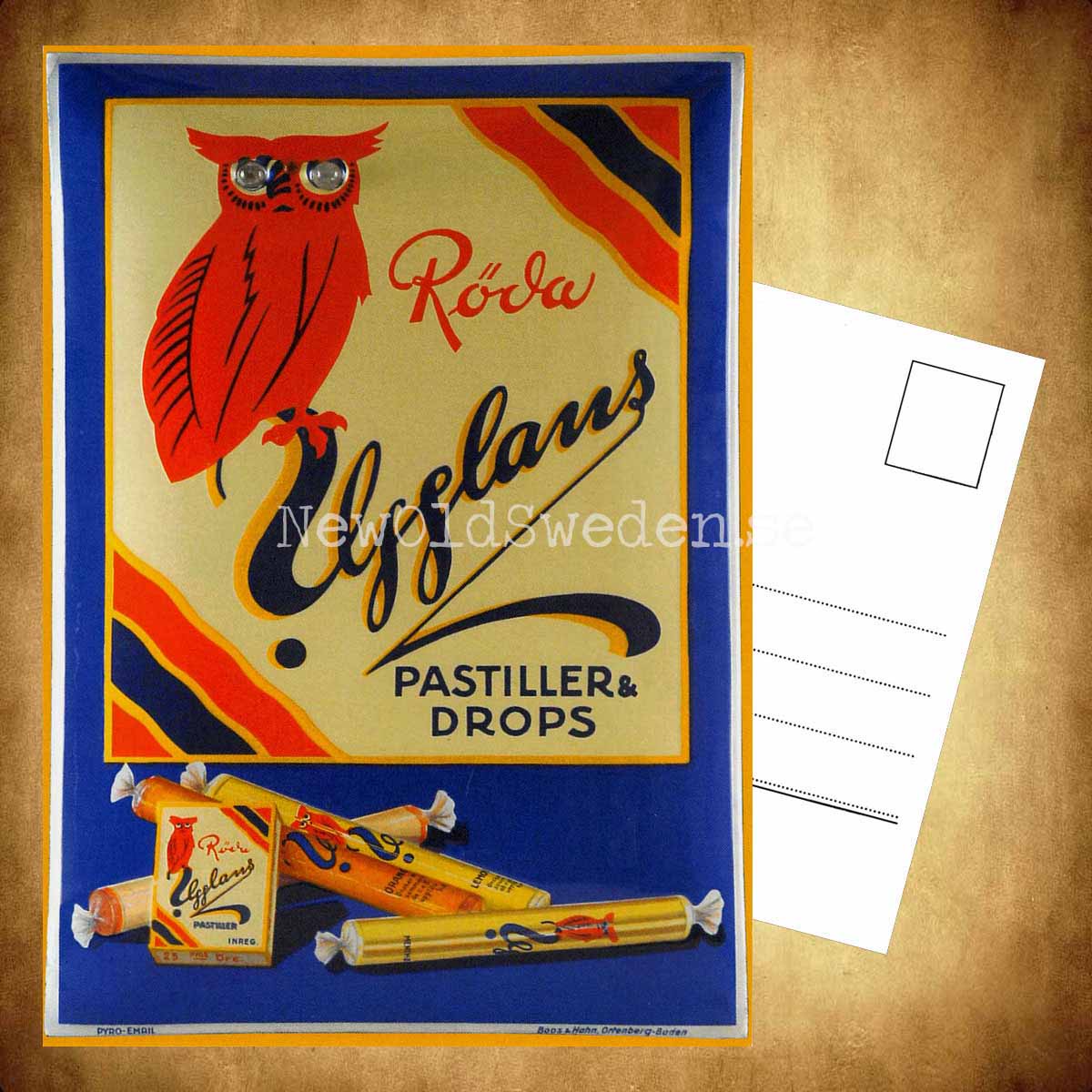 Röda Ugglans Pastiller Drops - Vykort A5 - 3