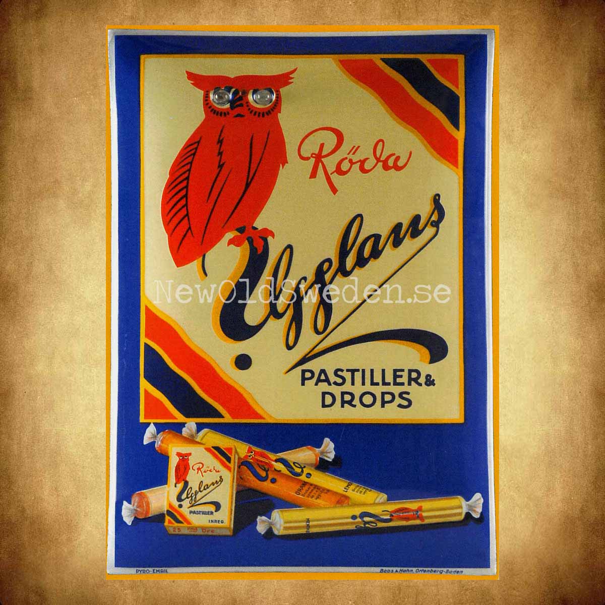 Röda Ugglans Pastiller Drops - Vykort A5 - 2