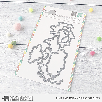 MAMA ELEPHANT-PINE AND POSY STAMP & DIE SET