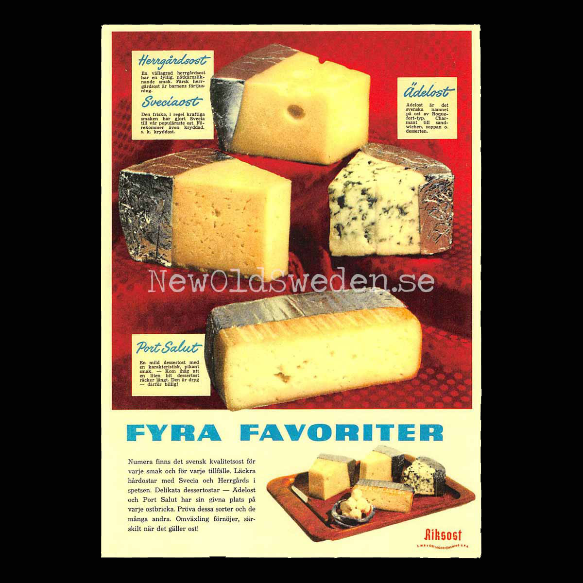 RIKSOST Fyra Favoriter - Vykort A5