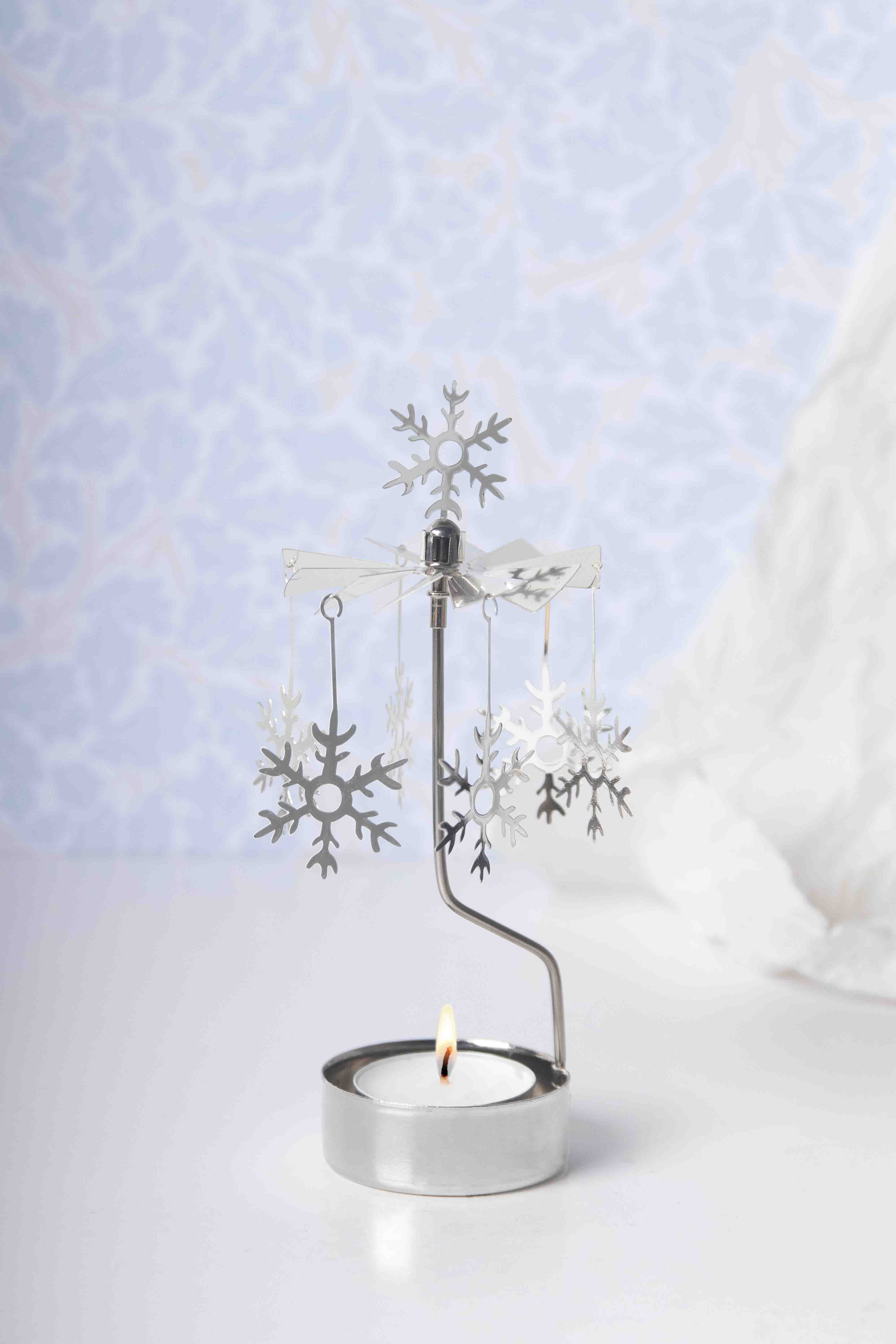 TEALIGHT SPINNER SNOWFLAKE