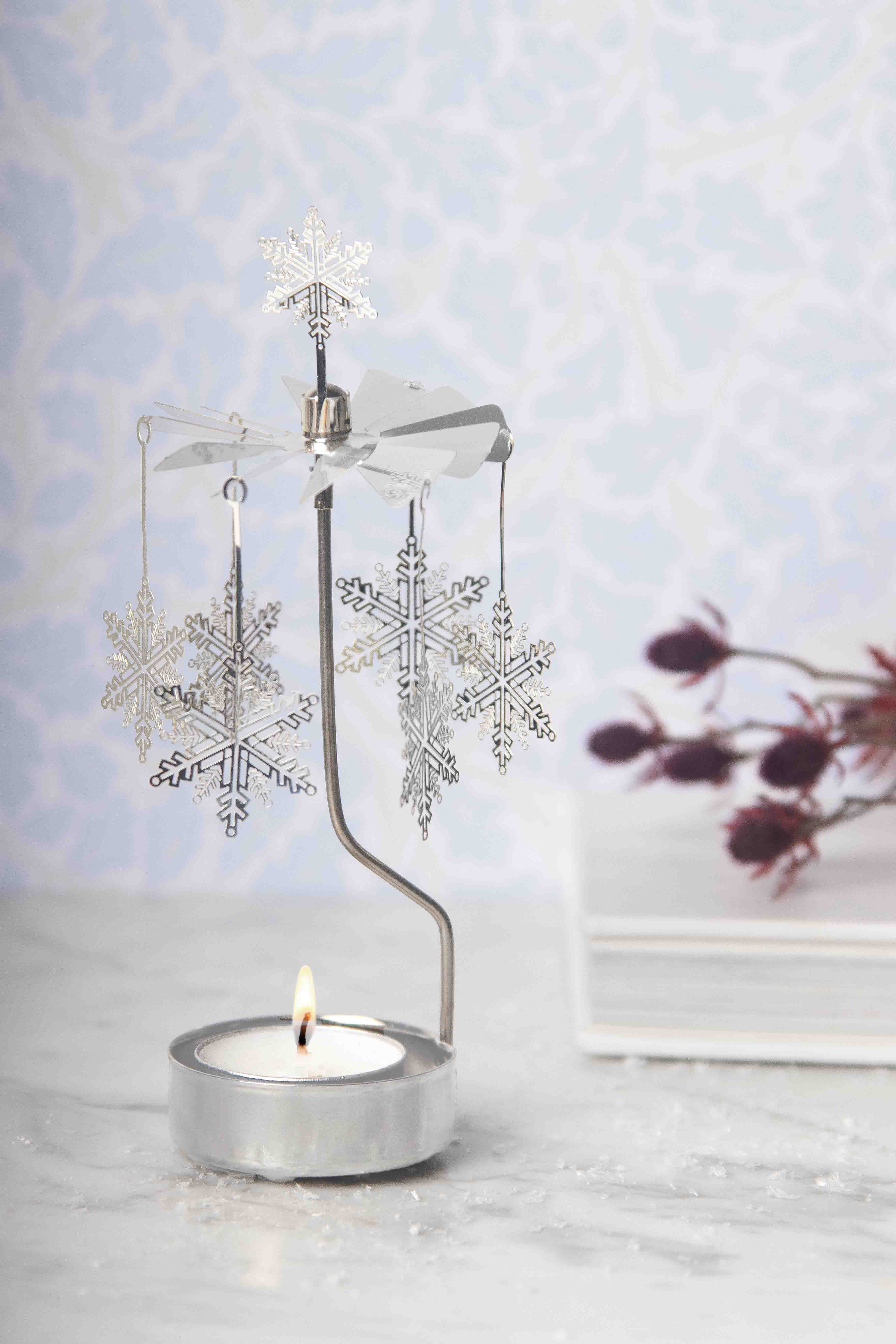 TEALIGHT SPINNER SNOW STAR