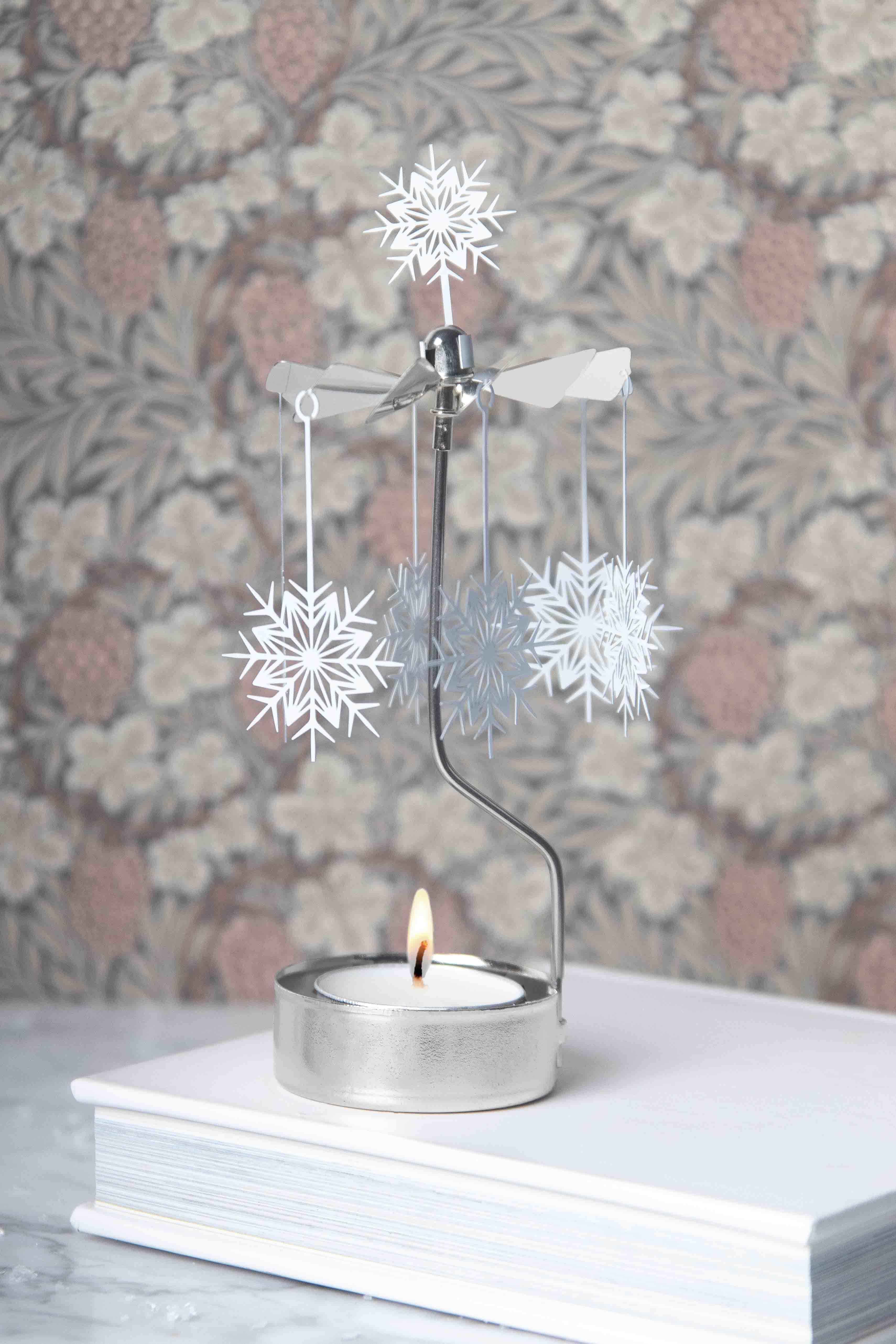 TEALIGHT SPINNER WHITE STAR