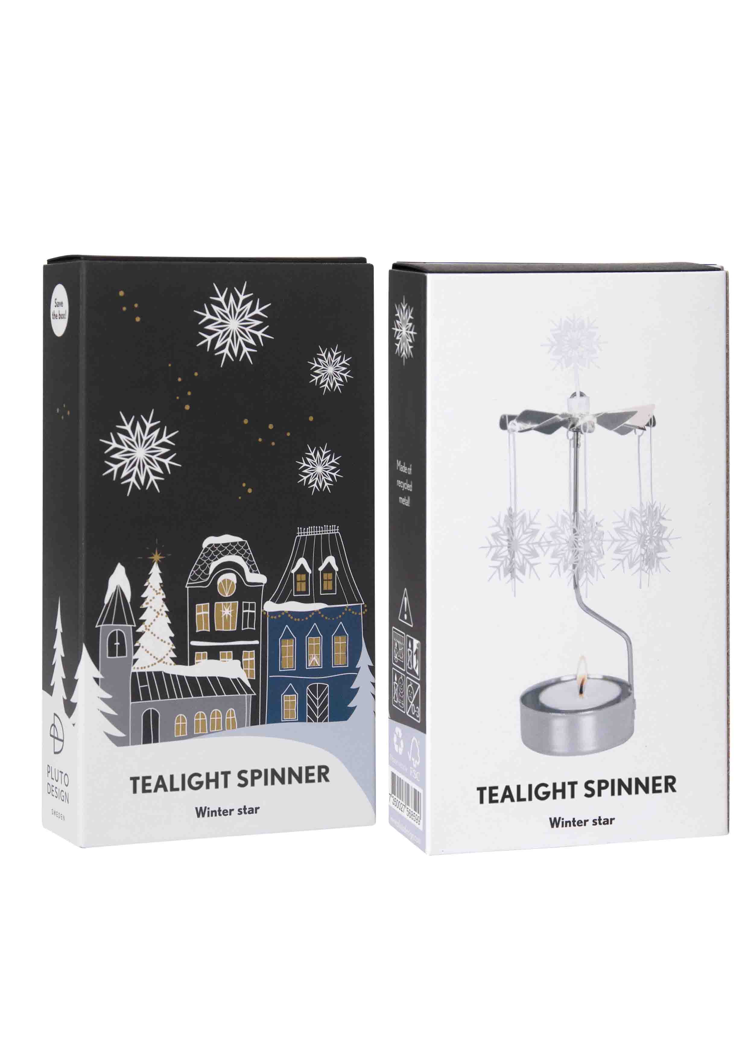 TEALIGHT SPINNER WHITE STAR