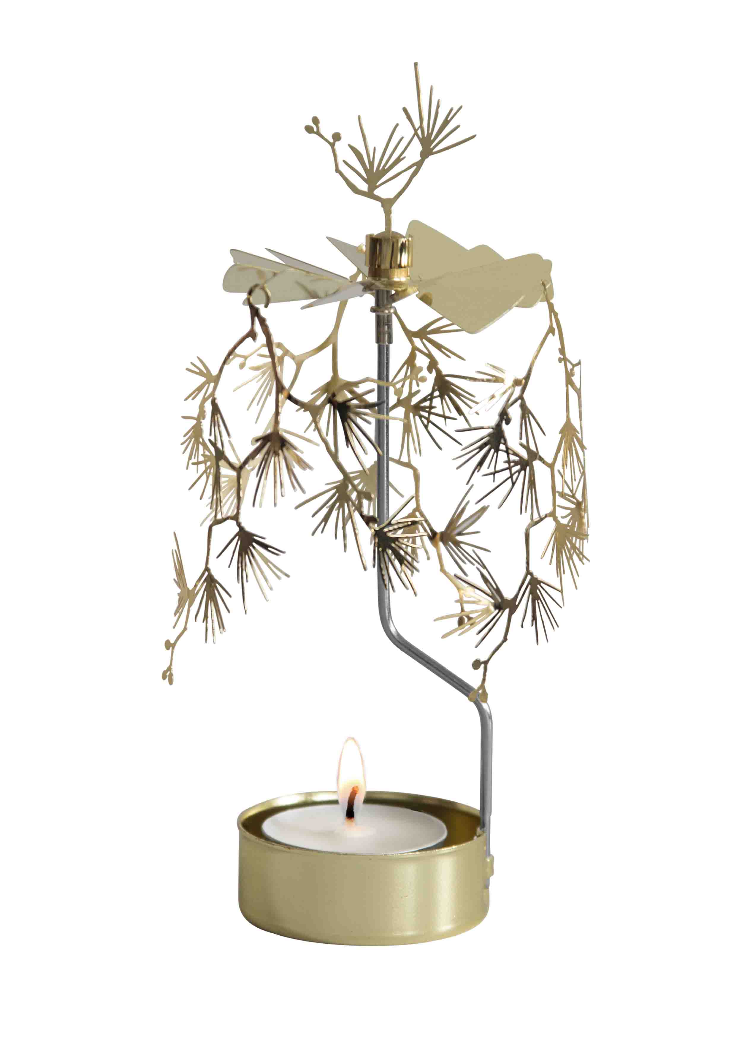TEALIGHT SPINNER PINE GOLD