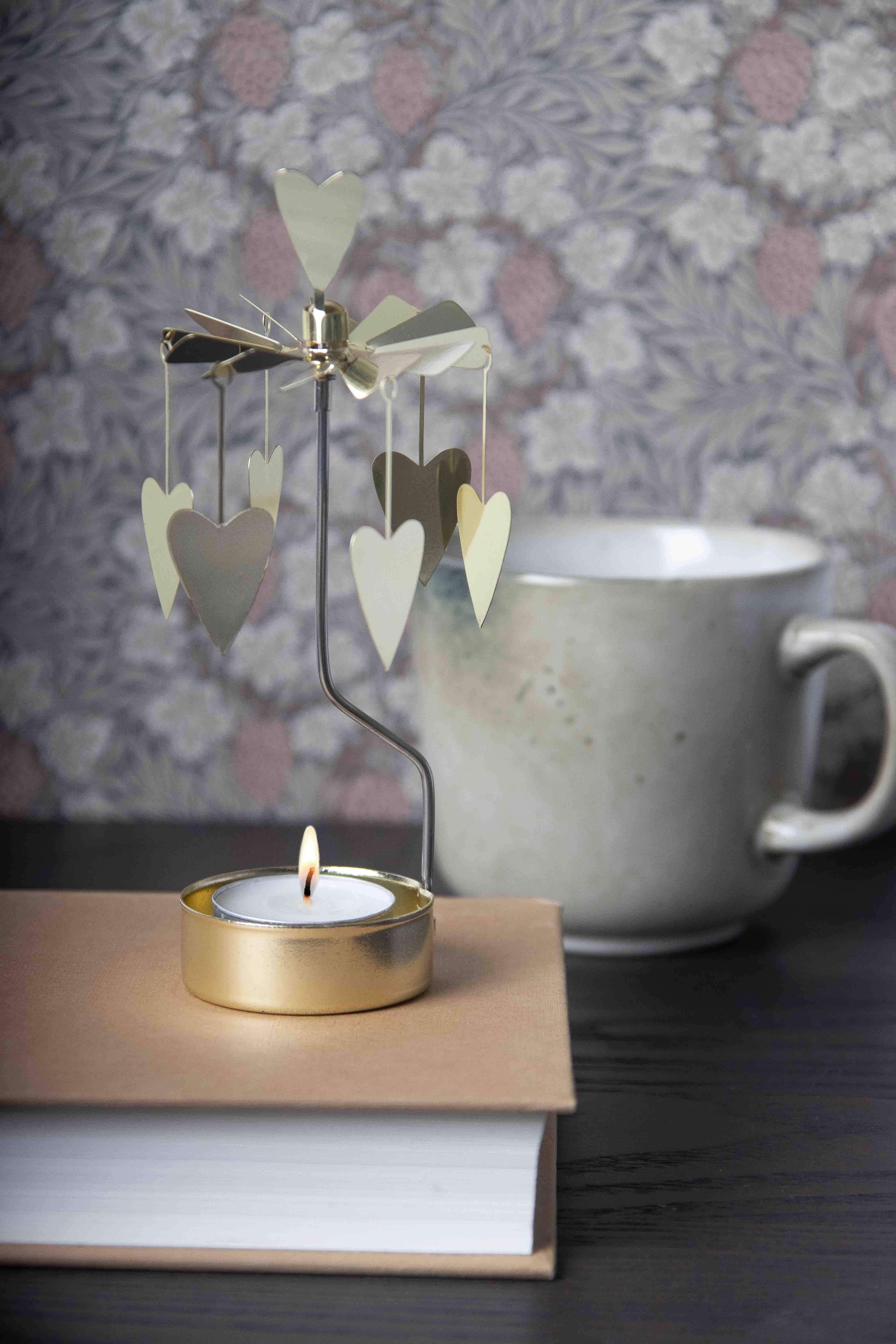 TEALIGHT SPINNER HEART GOLD