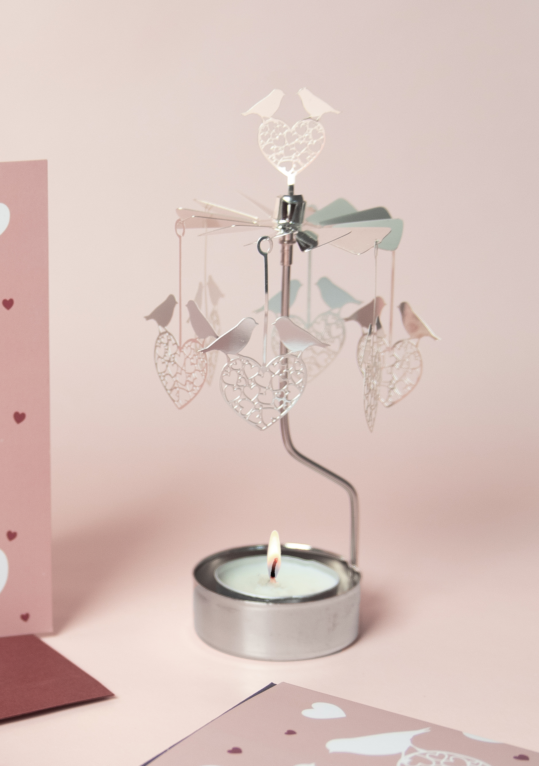 TEALIGHT SPINNER BIRD HEART - 3