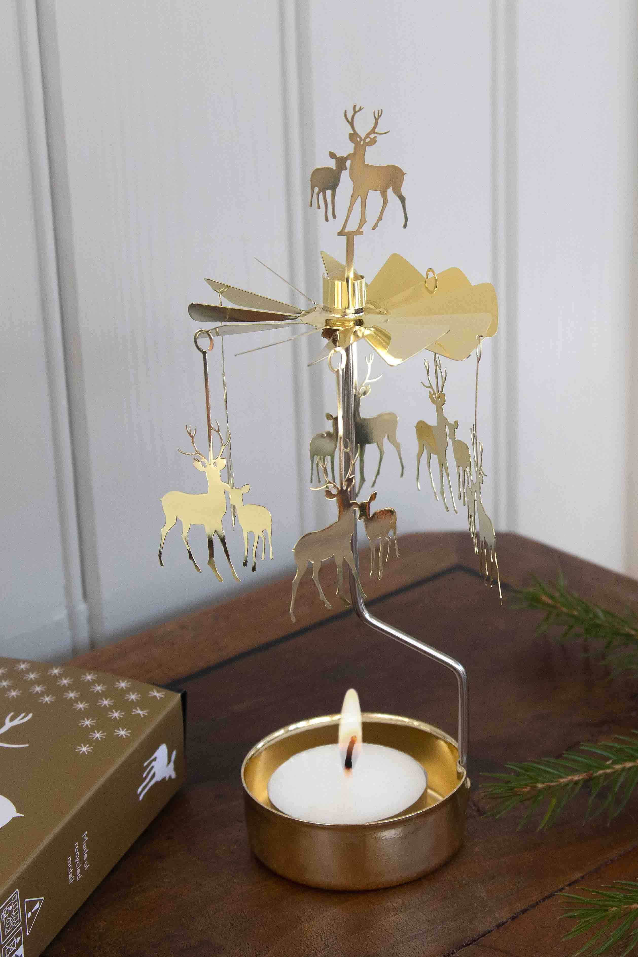TEALIGHT SPINNER DEER/KID