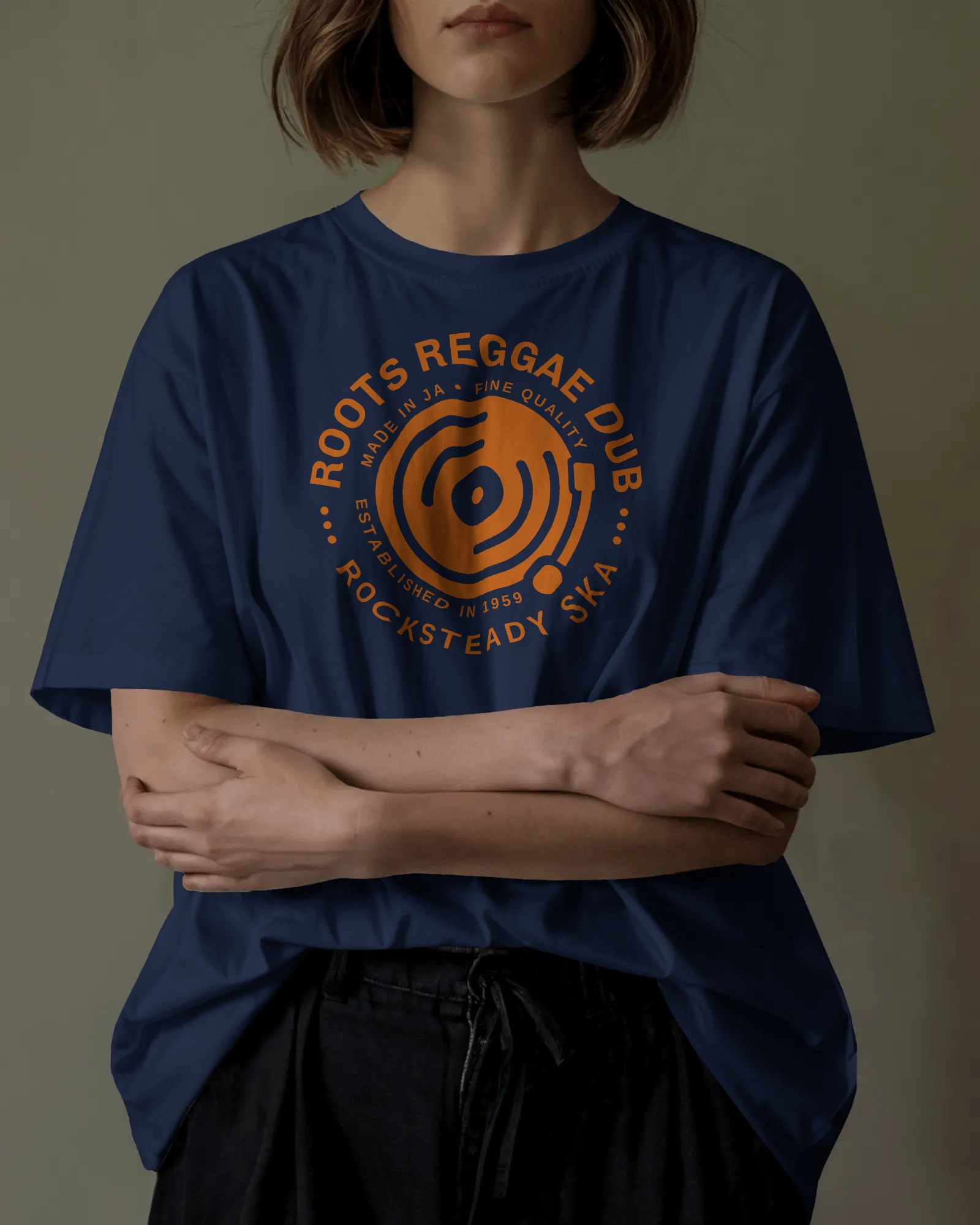Roots Reggae Dub T-shirt navy