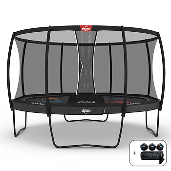 Studsmatta BERG Champion Grå 430 Airflow PRO LEVELS + skyddsnät Deluxe