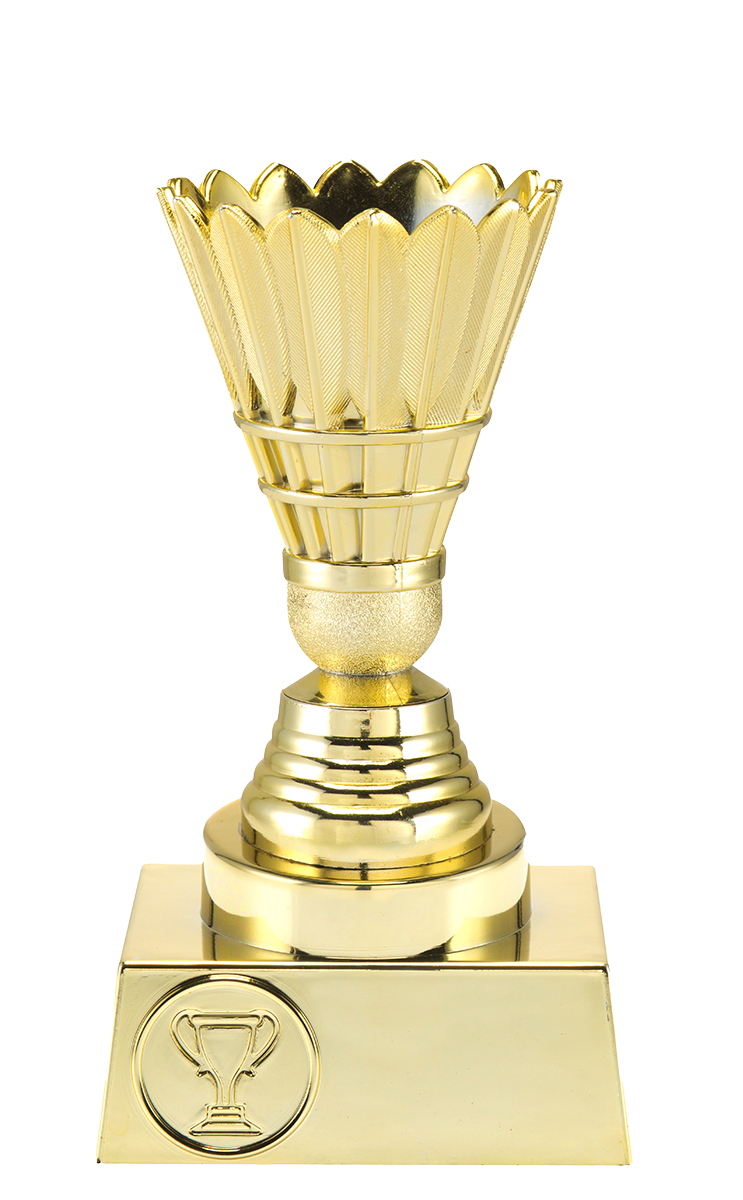 Statyett Guld Badminton Sport Trophies - 135/150/165 mm - Inklusive skylt med text