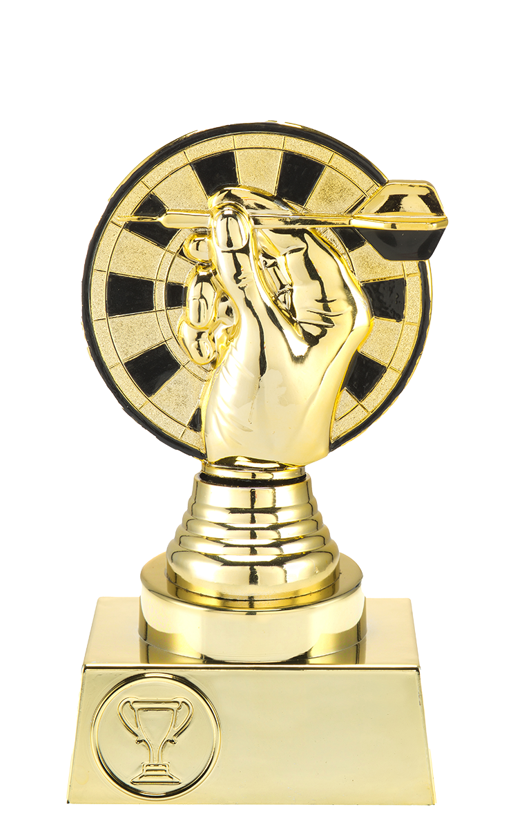 Statyett Guld Dart Sport Trophies - 135/150/165 mm - Skylt med text ingår