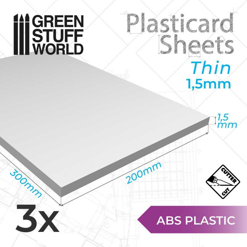 Green Stuff World: ABS Plasticard A4 - 1,5mm Combo x3 Sheets