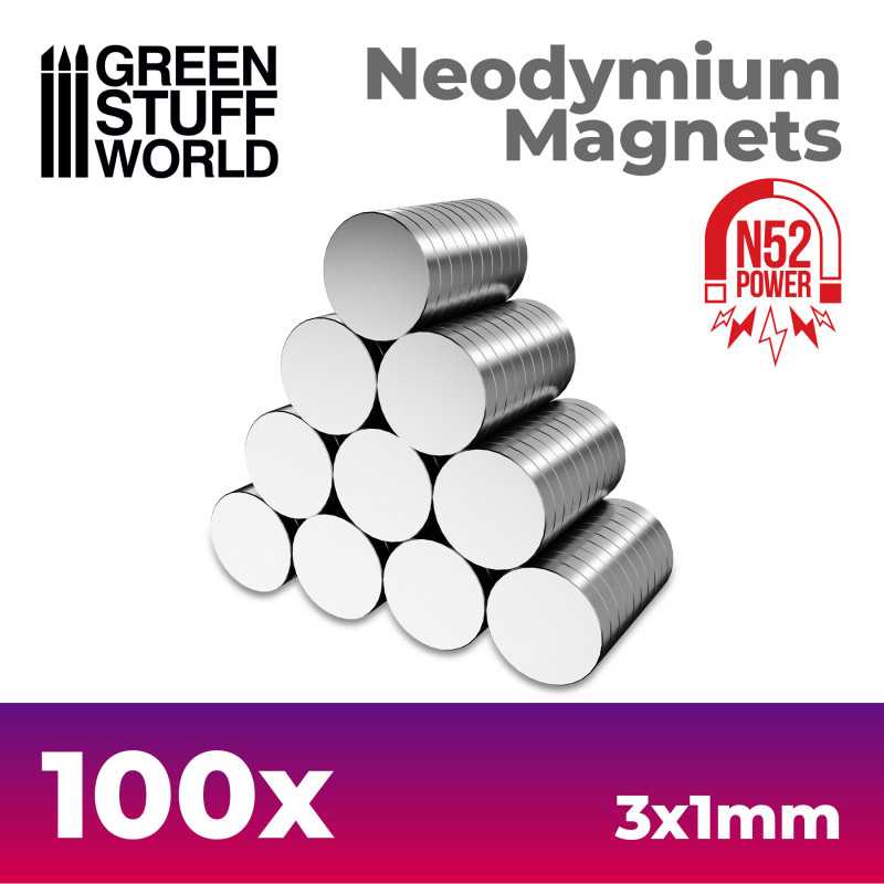 Green Stuff World: Neodymium Magnets 3x1mm - 100 units (N52)