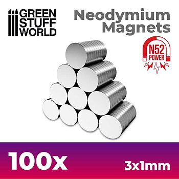 Green Stuff World: Neodymium Magnets 3x1mm - 100 units (N52)