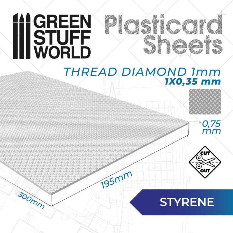 Green Stuff World: Plasticard - Thread Diamond 1mm Textured Sheet