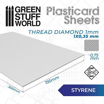 Green Stuff World: Plasticard - Thread Diamond 1mm Textured Sheet