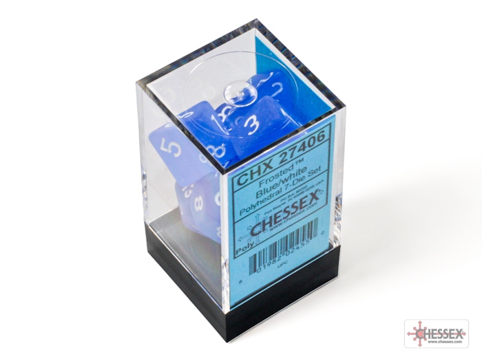 Chessex: Frosted Blue/White Polyhedral 7-Dice Set