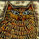 リサラーソン  陶板　猫 座 UNIK Katt ユニークシリーズ 1961年  23cm