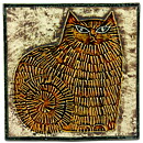 リサラーソン  陶板　猫 座 UNIK Katt ユニークシリーズ 1961年  23cm