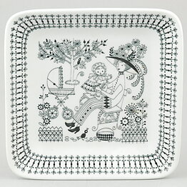 Raija Uosikkinen (Emilia 1959) Quadratic Dish with Graphic Motif 14 cm  [Sample Images]