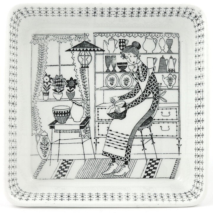 ライヤ・ウオシッキネン  Emiliaシリーズ  四角いお皿  Bowl (14cm)  1959年 (2)