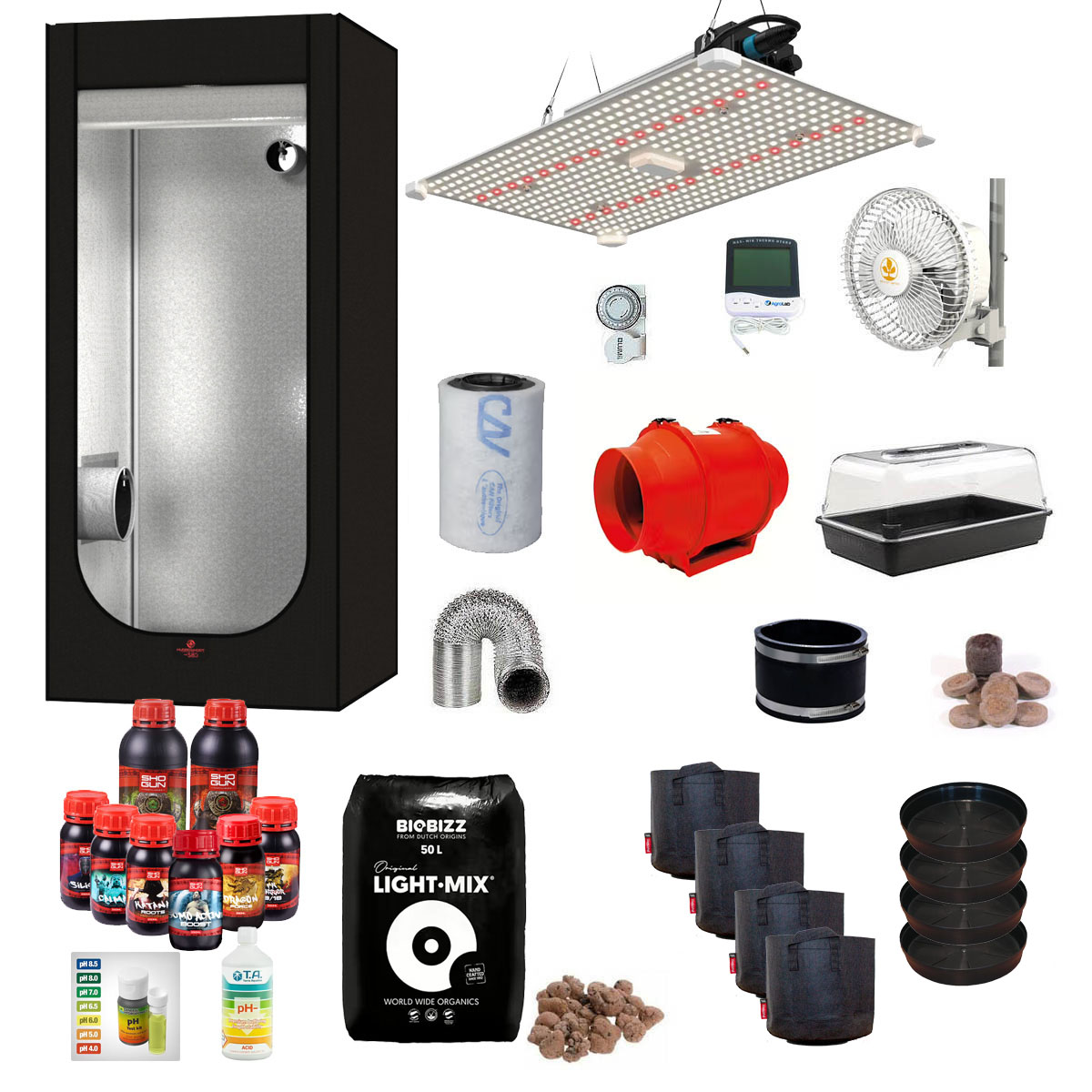Allt i ett - LED Odlingspaket 80x80x180cm