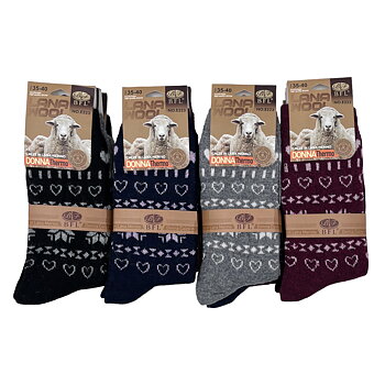 Wool Socks, Size 35-40, WOMAN, 12-PACK