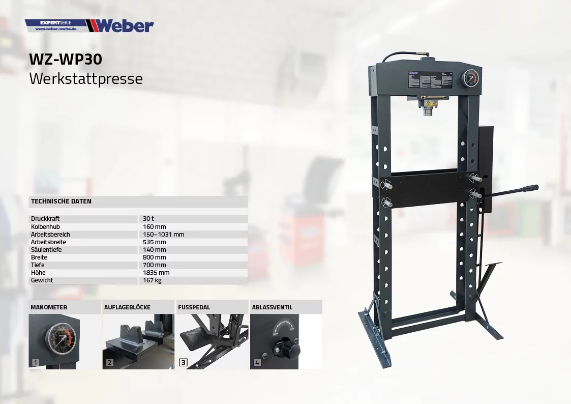 Verkstadspress 30ton - 8
