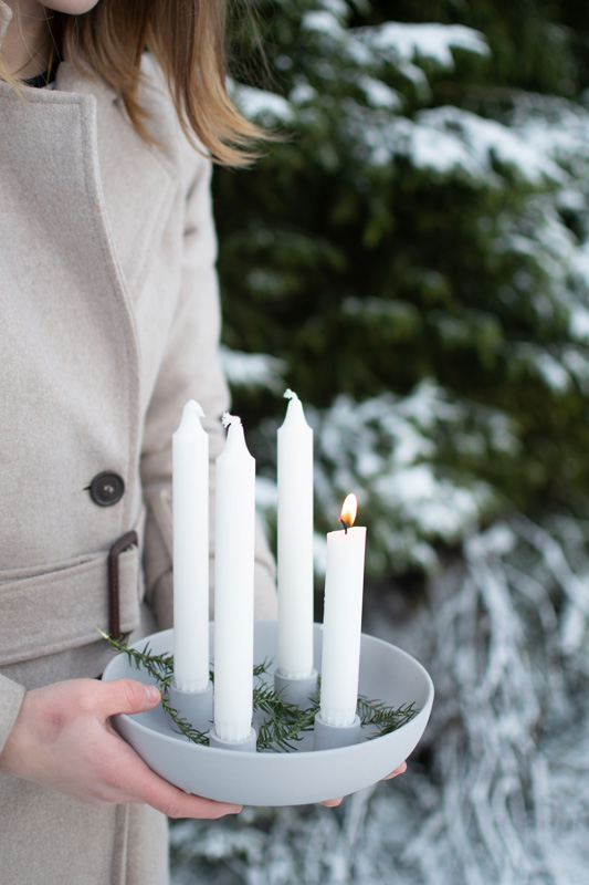 GRANHOLMEN ADVENT CANDLESTICK - CANDLESTICK - LIGHT GREY - 21 CM - 4