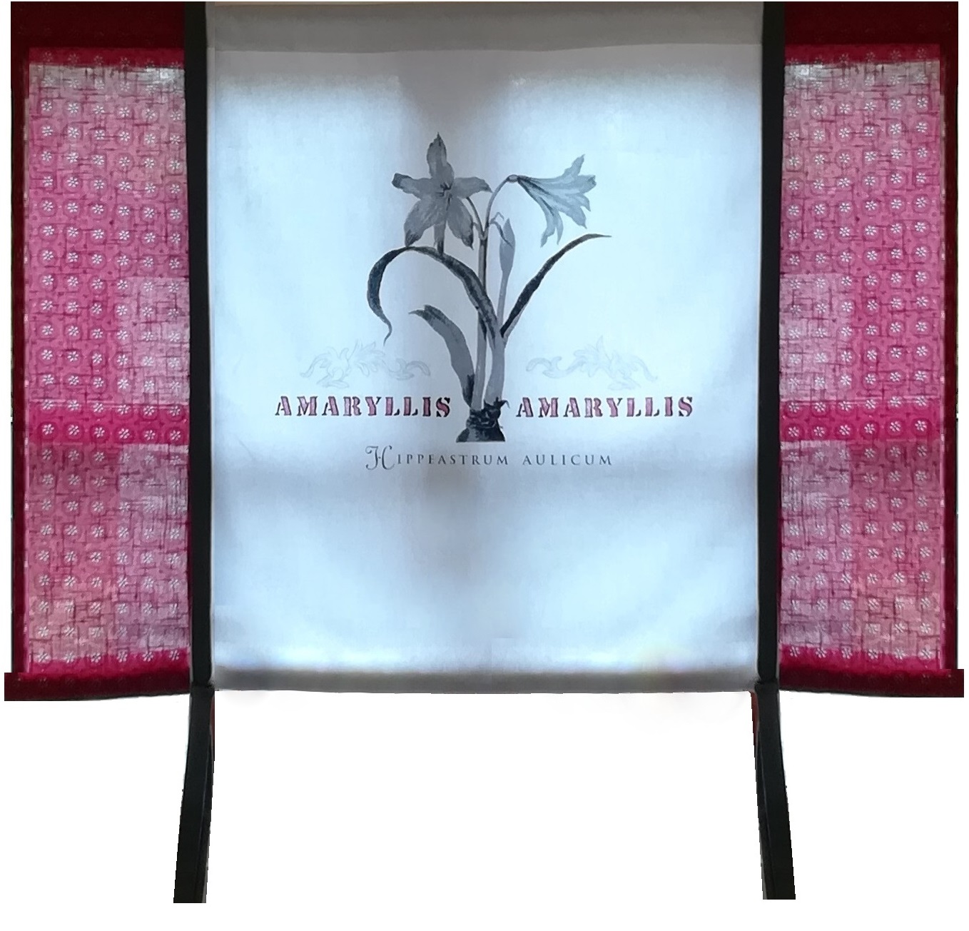 Elevator curtain Amaryllis red shabby chic country style Farmhouse romance