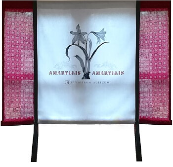 Hissgardin Amaryllis röd shabby chic lantlig stil Gårdsromantik