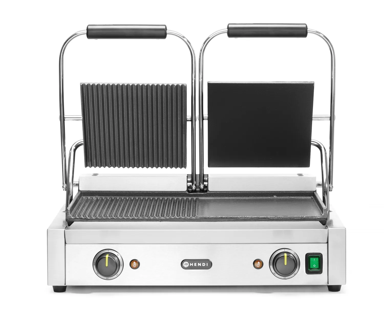 Double clamp grill - 1/2 ribbed, 1/2 smooth