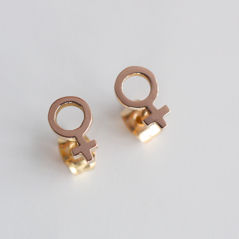 Kompass - mini venusörhängen i 18K