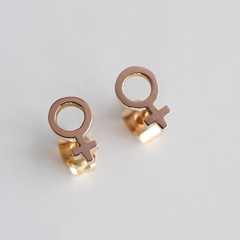 Kompass - mini 18 ct gold venus sign earrings