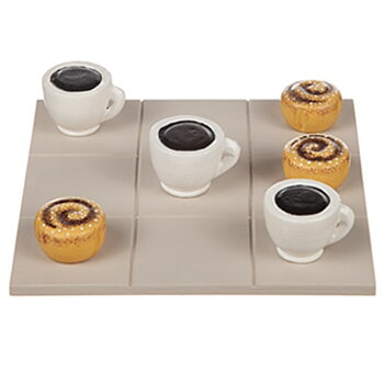 Luffarschack - Tre i rad med kanelbulle och kaffekopp