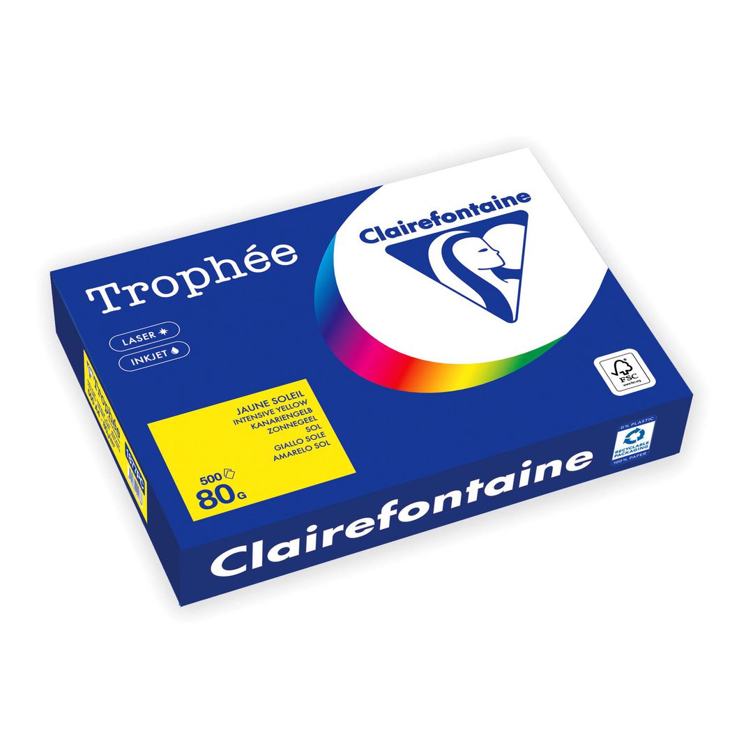 Färgat papper A4 80g Gul 500/fp - 2