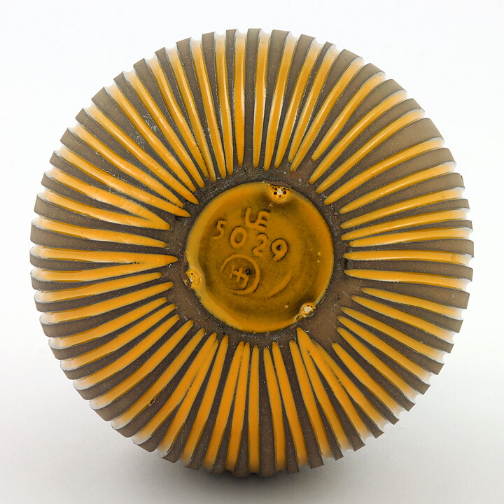 Hjördis Oldfors (Kokos 1954) Coconut Vase with Yellow Relief 9 cm