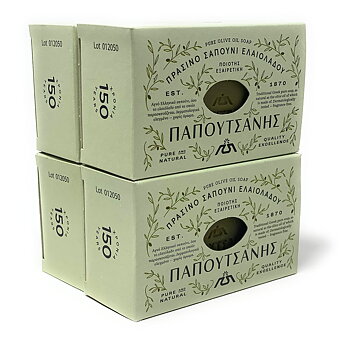 olive soap, Papoutsanis Traditional Luxury Bar Soap from Greece 4-pack, green