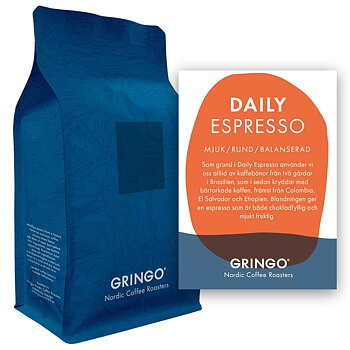Gringo Nordic - Daily Espresso - Mellanmörkrostade hela espressobönor - 5kg STOR PÅSE