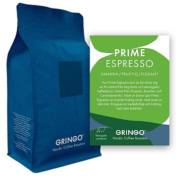 Gringo Nordic - Prime Espresso - Ekologiska (SE-EKO-04) mellanrostade hela espressobönor - 5kg STOR PÅSE