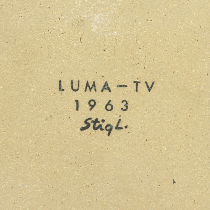 Stig Lindberg (1963) Wall Plaque with Man and TV Motif 28 cm