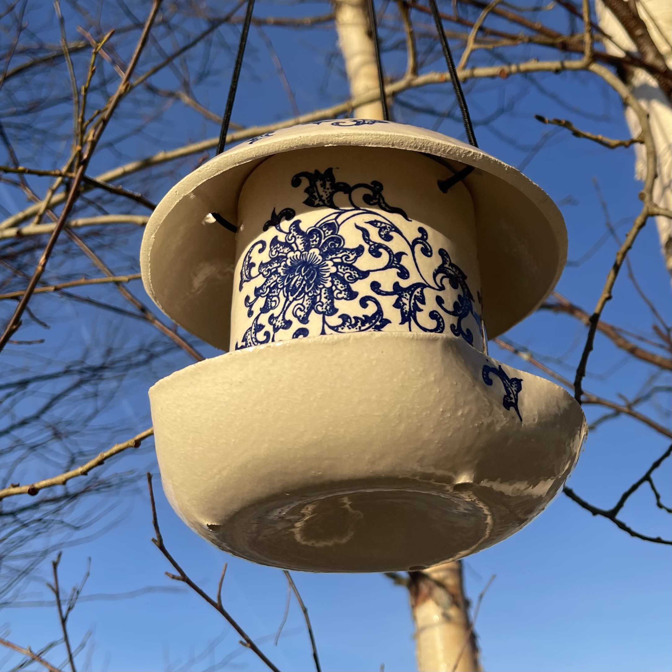 Fuglemater Barock Blomst Blå Stor - 8