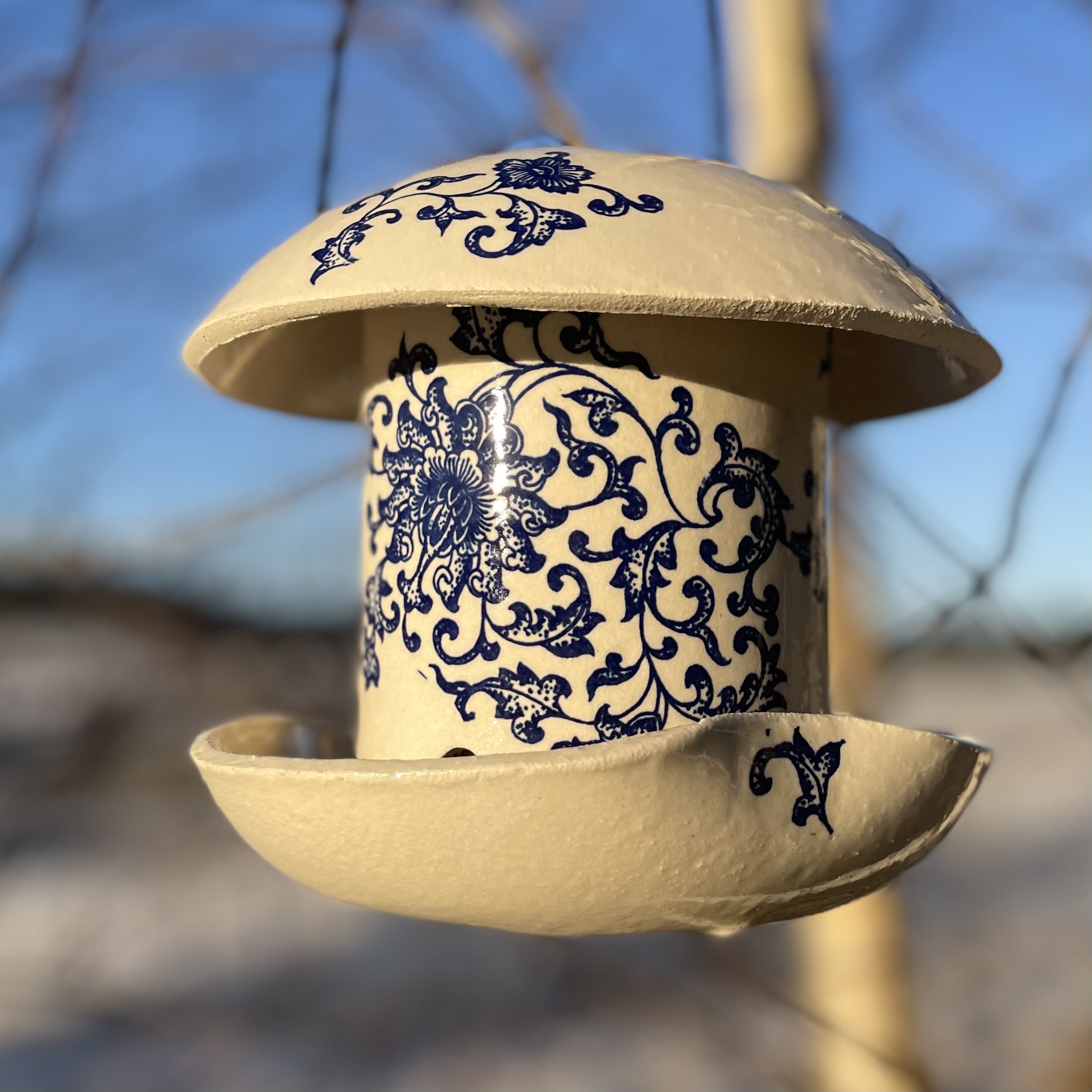 Fuglemater Barock Blomst Blå Stor